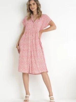 Zdjęcie produktu Różowo-Biała Bawełniana Sukienka Koszulowa Jaidentia