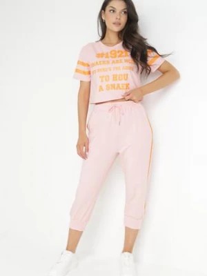 Zdjęcie produktu Różowy 2-częściowy Komplet Dresowy z Koszulką i Spodniami Obeneta