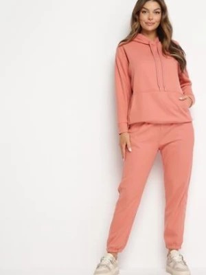 Zdjęcie produktu Różowy Bawełniany Komplet Dresowy z Bluzą i Spodniami Zansira
