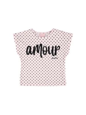 Zdjęcie produktu Różowy bawełniany t-shirt w serduszka Quimby