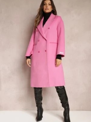 Zdjęcie produktu Różowy Dwurzędowy Płaszcz Wełniany Hand Made Kinassa