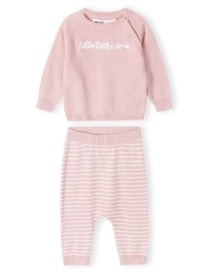 Zdjęcie produktu Różowy komplet niemowlęcy z bawełny- bluzka i legginsy- Hello little one Minoti