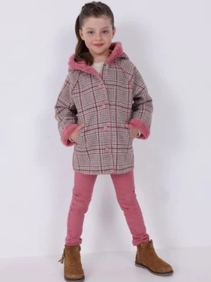 Zdjęcie produktu Różowy płaszcz dziewczęcy w kartkę Mayoral