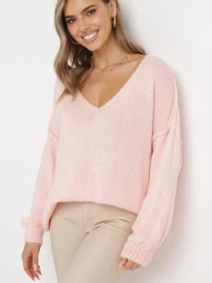 Zdjęcie produktu Różowy Sweter z Szerokimi Rękawami Armananis