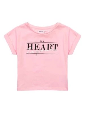 Zdjęcie produktu Różowy t-shirt dzianinowy dla dziewczynki z napisem Minoti