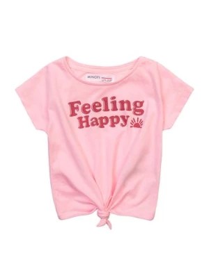 Zdjęcie produktu Różowy t-shirt dzianinowy dla niemowlaka- Feeling Happy Minoti
