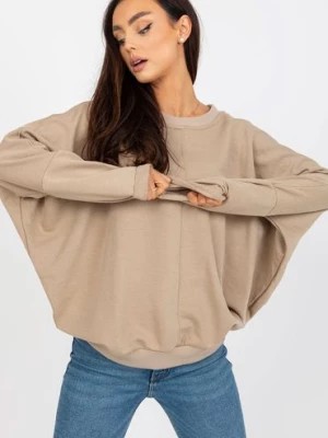 Zdjęcie produktu RUE PARIS Beżowa damska bluza basic bez kaptura