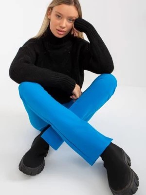 Zdjęcie produktu RUE PARIS Czarny ażurowy sweter z golfem o kroju oversize