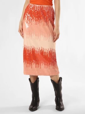 Zdjęcie produktu s.Oliver BLACK LABEL Spódnica damska Kobiety Sztuczne włókno pomarańczowy wzorzysty,