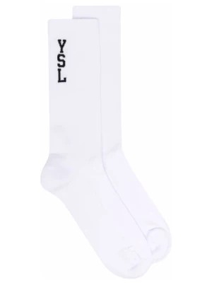 Zdjęcie produktu Saint Laurent, Ikoniczne Inicjały YSL Męskie Białe Skarpetki White, male,