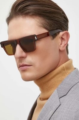 Zdjęcie produktu Saint Laurent okulary przeciwsłoneczne męskie kolor brązowy