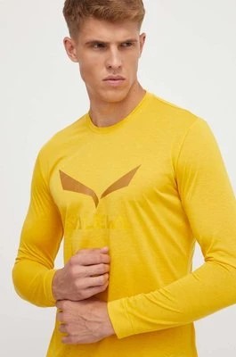 Zdjęcie produktu Salewa longsleeve sportowy Solidlogo kolor żółty z nadrukiem