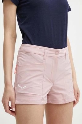 Zdjęcie produktu Salewa szorty outdoorowe Puez damskie kolor różowy gładkie medium waist 00-0000028315
