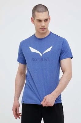 Zdjęcie produktu Salewa t-shirt sportowy Solidlogo Dry kolor niebieski z nadrukiem 00-0000027018