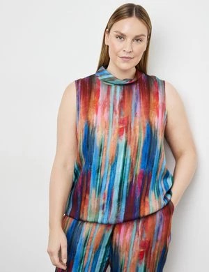 Zdjęcie produktu SAMOON Damski Bluzka bez rękawów ze stójką 64cm Bez rękawów stójka Multicolor W paski