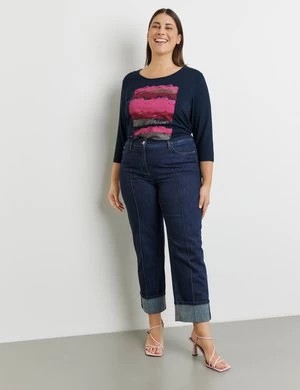 Zdjęcie produktu SAMOON Damski Dżinsy o dł. 7/8 z kontrastowym stębnowaniem Betty Jeans Niebieski Jednokolorowy