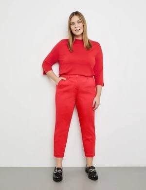 Zdjęcie produktu SAMOON Damski Eleganckie spodnie o dł. 7/8 Greta Czerwony Jednokolorowy