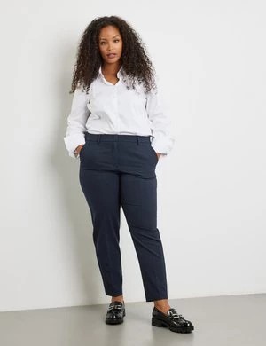 Zdjęcie produktu SAMOON Damski Eleganckie spodnie o długości 7/8 z marszczeniami Greta Niebieski Jednokolorowy