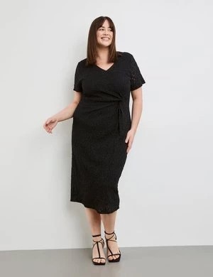 Zdjęcie produktu SAMOON Damski Koronkowa sukienka z wiązaniem krótkie w serek Czarny Jednokolorowy