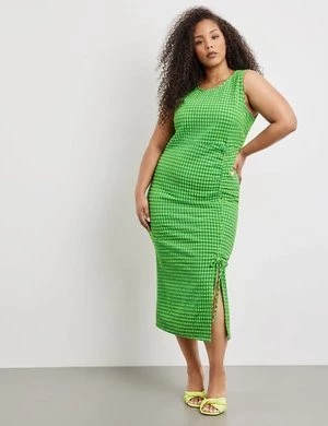 Zdjęcie produktu SAMOON Damski Letnia sukienka bez rękawów z rozcięciem Bez rękawów Okrągły Zielony W kratę