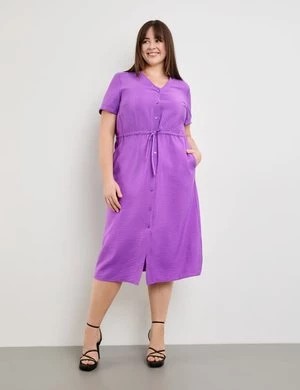 Zdjęcie produktu SAMOON Damski Letnia sukienka o długości midi krótkie w serek Fioletowy Jednokolorowy