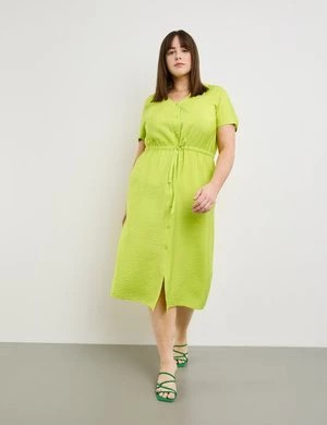 Zdjęcie produktu SAMOON Damski Letnia sukienka o długości midi krótkie w serek Zielony Jednokolorowy