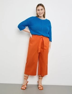 Zdjęcie produktu SAMOON Damski Spodnie o długości 3/4 z wiązanym paskiem Lotta Pomarańczowy Jednokolorowy