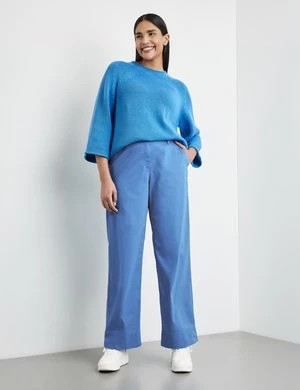 Zdjęcie produktu SAMOON Damski Spodnie z szerokimi nogawkami z elastycznej bawełny Carlotta Niebieski Jednokolorowy