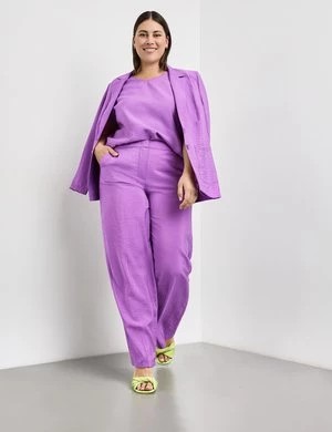 Zdjęcie produktu SAMOON Damski Szerokie spodnie o delikatnym połysku Carlotta Fioletowy Jednokolorowy