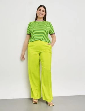 Zdjęcie produktu SAMOON Damski Szerokie spodnie o delikatnym połysku Carlotta Zielony Jednokolorowy