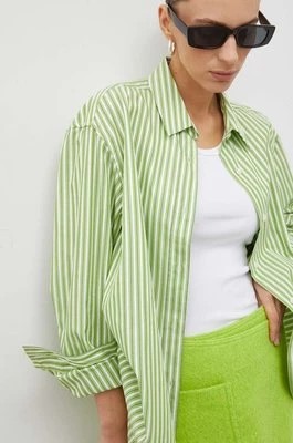 Zdjęcie produktu Samsoe Samsoe koszula bawełniana LOVA damska kolor zielony relaxed z kołnierzykiem klasycznym F23400066