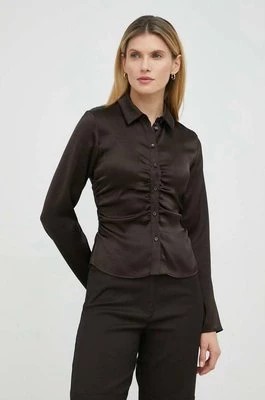 Zdjęcie produktu Samsoe Samsoe koszula damska kolor brązowy slim z kołnierzykiem klasycznym