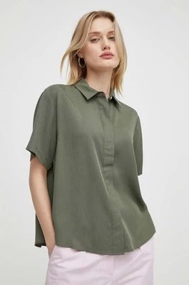 Zdjęcie produktu Samsoe Samsoe koszula MINA damska kolor zielony regular z kołnierzykiem klasycznym F21200143