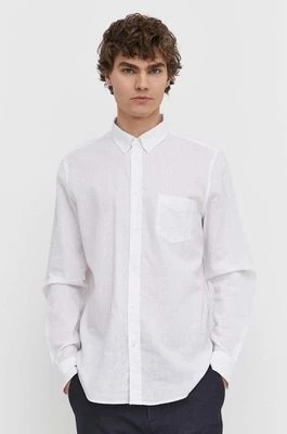 Zdjęcie produktu Samsoe Samsoe koszula lniana męska kolor biały regular z kołnierzykiem button-down