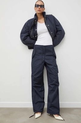 Zdjęcie produktu Samsoe Samsoe spodnie bawełniane CHI kolor granatowy szerokie high waist F23400014