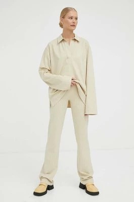 Zdjęcie produktu Samsoe Samsoe spodnie damskie kolor beżowy proste high waist