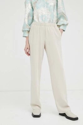 Zdjęcie produktu Samsoe Samsoe spodnie Hoys damskie kolor beżowy proste high waist F16304674