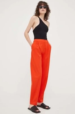 Zdjęcie produktu Samsoe Samsoe spodnie damskie kolor pomarańczowy proste high waist