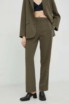 Zdjęcie produktu Samsoe Samsoe spodnie damskie kolor zielony proste high waist