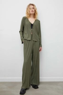 Zdjęcie produktu Samsoe Samsoe spodnie UMA damskie kolor zielony szerokie high waist F21200187