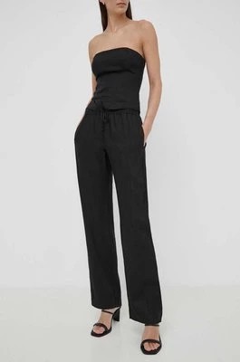 Zdjęcie produktu Samsoe Samsoe spodnie lniane HOYS kolor czarny proste medium waist F23900002