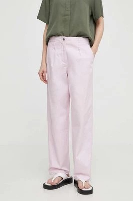 Zdjęcie produktu Samsoe Samsoe spodnie z domieszką lnu SALIX kolor różowy proste high waist F24100001