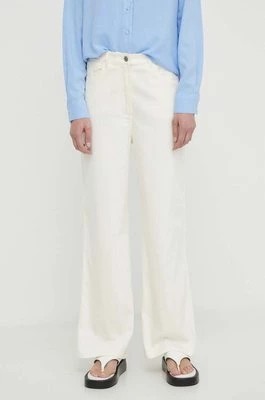 Zdjęcie produktu Samsoe Samsoe spodnie z domieszką lnu SASHELLY kolor beżowy proste high waist F24100025