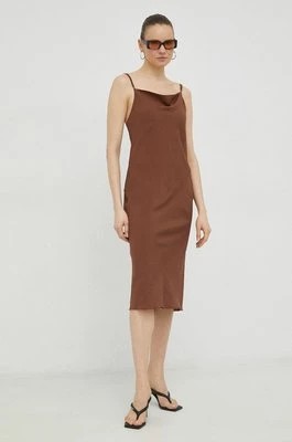 Zdjęcie produktu Samsoe Samsoe sukienka kolor brązowy midi prosta