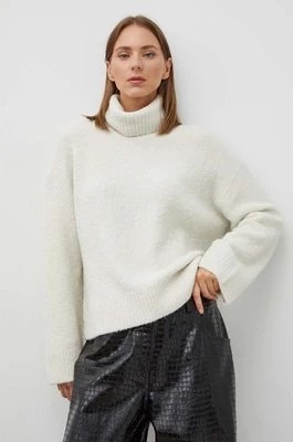 Zdjęcie produktu Samsoe Samsoe sweter wełniany damski kolor beżowy ciepły z golfem