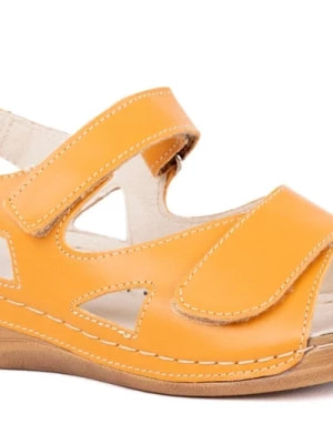 Zdjęcie produktu Sandały damskie na szersze stopy bezowe komfortowe Łukbut Merg