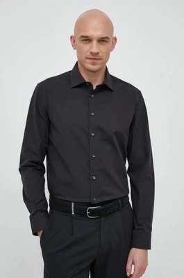 Zdjęcie produktu Seidensticker koszula bawełniana męska kolor czarny slim z kołnierzykiem klasycznym 01.675198