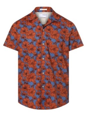 Zdjęcie produktu Selected Koszula męska Mężczyźni Slim Fit Bawełna niebieski|wielokolorowy|pomarańczowy wzorzysty kołnierzyk kent,