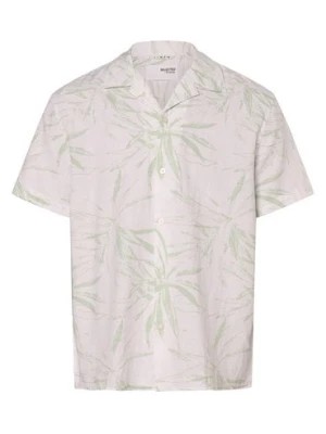 Zdjęcie produktu Selected Koszula męska z zawartością lnu - SLHRelaxnew lines Mężczyźni Regular Fit Bawełna biały|zielony nadruk,