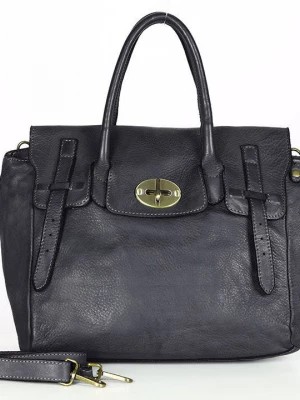 Zdjęcie produktu SERENITA włoska skórzana Kultowa torba damska do ręki czarna Merg